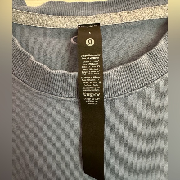 Lululemon Men’s Large Heavyweight Cotton Textured Short-Sleeve Shirt Blue - Picture 6 of 8